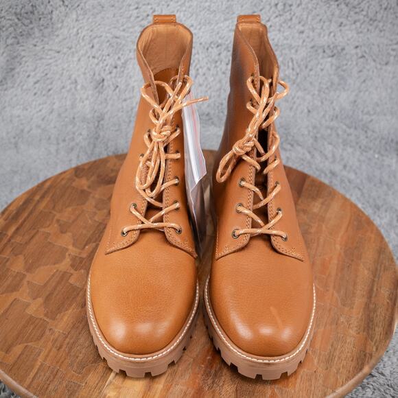 Madewell The Clair Lace Up Boot English Saddle Leather Ankle MA979 Womens 8.5 - Picture 2 of 9